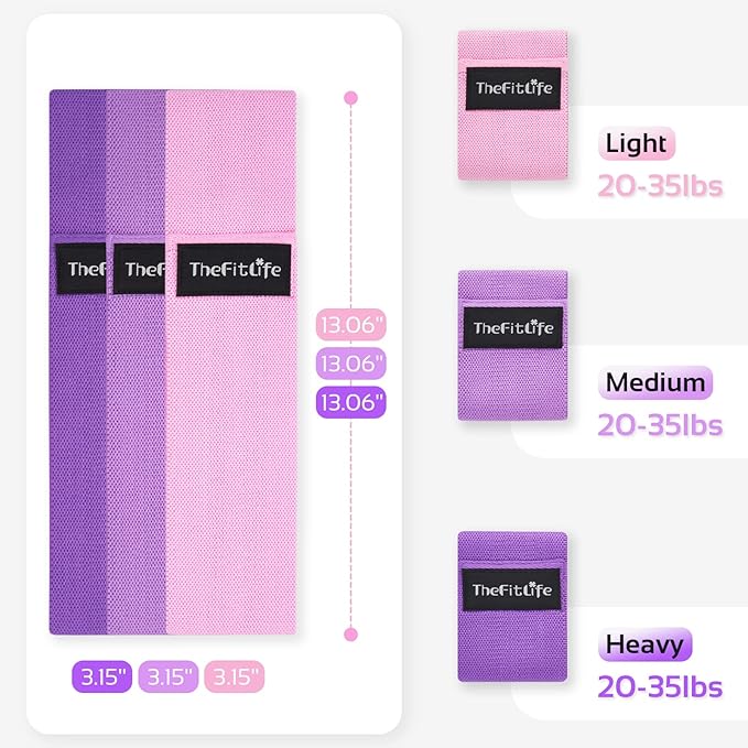 TheFitLife Resistance Exercise Bands for Women - Fabric Workout Bands for Booty, Hip, Glute, Leg, Thigh, Squat, Butt Lift Excersize and Fitness Loop Bands for Home Gym