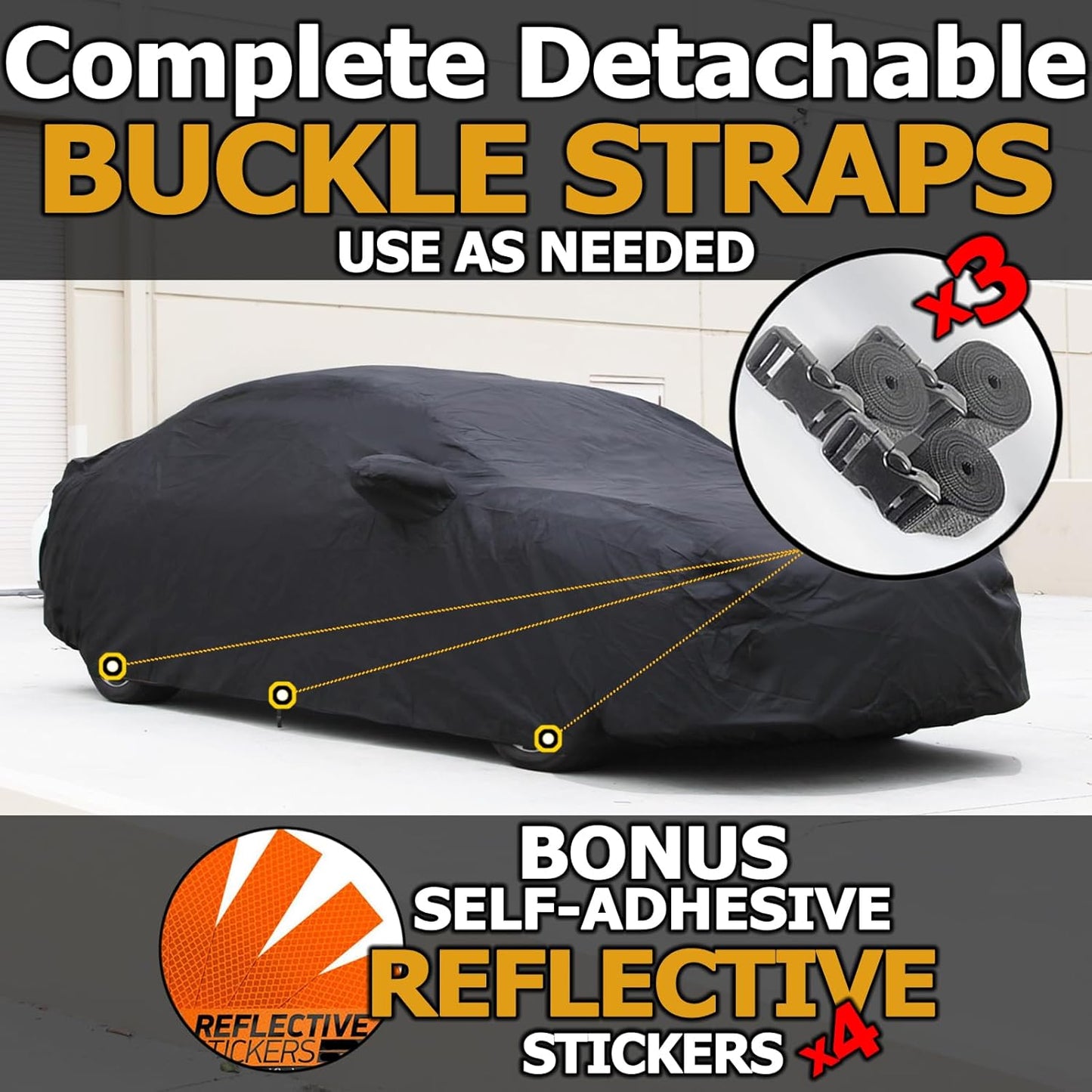 All Weather Waterproof car Cover Good for rain Snow uv Protection dust Large Sport Sedan CTS A7 Ghibli Gran Coupe CT5 A6 Trans Am Firebird Black