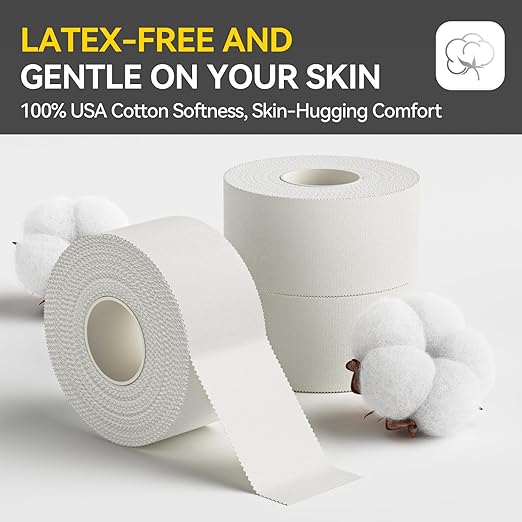 Dimora Athletic Tape, Easy Tear Sports Tape with Serrated Edges, Strong Adhesion, No Residue, Ideal for Gymnastics, Boxing, Lacrosse, Hockey and First Aid (White, 1.5 in x 45 ft, 4 Pack)