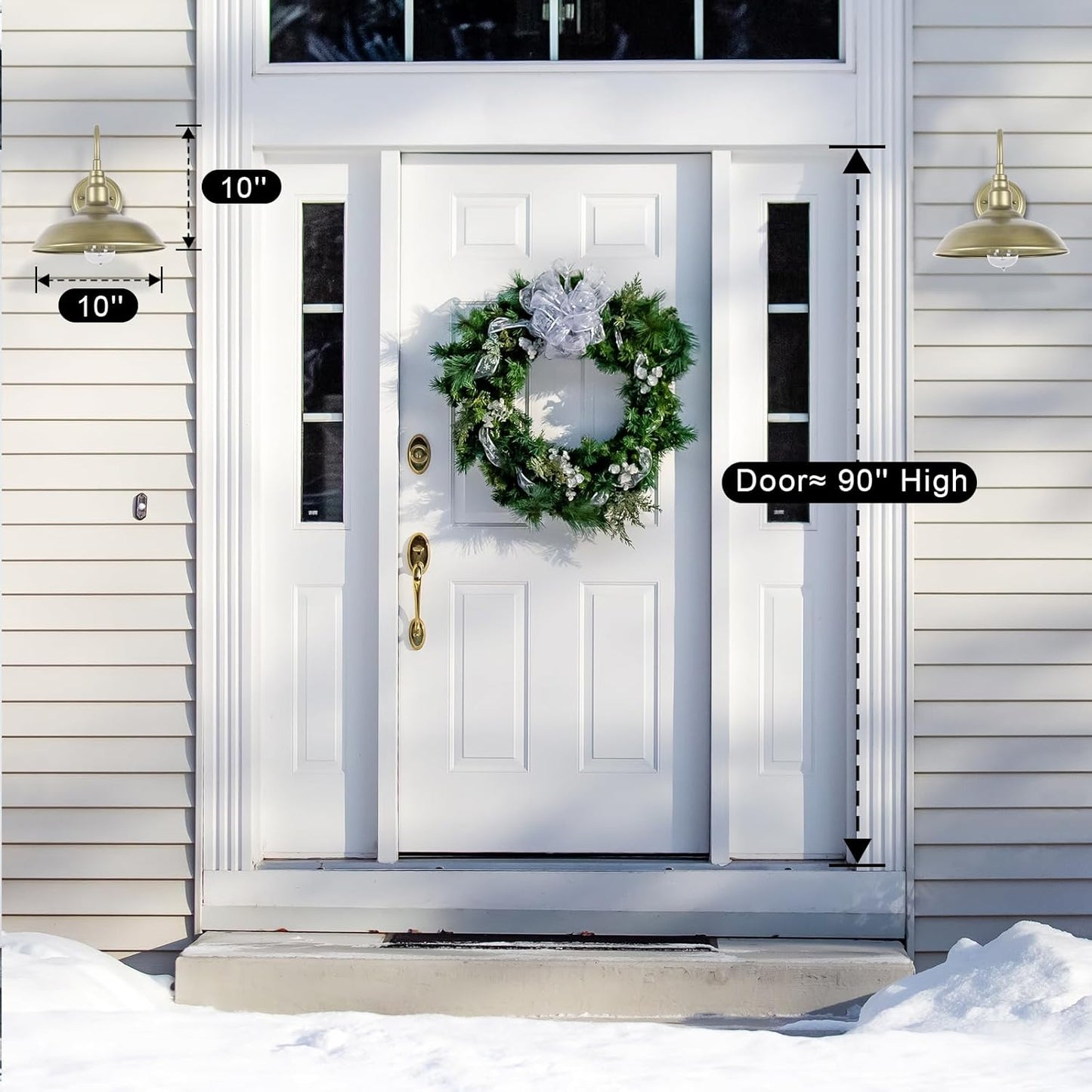 10 Inch Gooseneck Barn Light for Farmhouse, Brass Exterior Barn Style Light Fixture with Wall Mount, Outside Goose Neck Wall Sconce for Front Door Porch Patio Garage