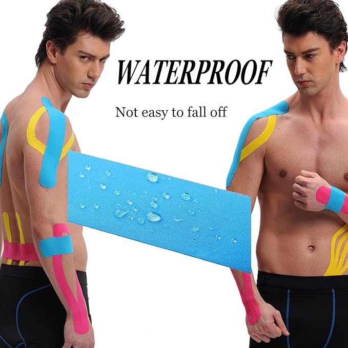 Kinesiology Tape Pro Athletic Sports (3 Rolls,60 Precut Strips) Waterproof Breathable Latex Free Tape for Ankle Wrists Knees Elastic Running Tennis Swimming Football Sports Activities Tapes(Purple）