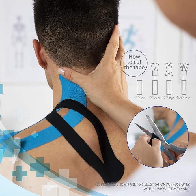 Deke Home - Kinesiology Tape Precut Strips (3 Pack), 20 Strong Adhesive 10in Elastic Strips, Waterproof Athletic Tape for Injuries, Knee, Ankle, Muscle, Joint, Latex-Free