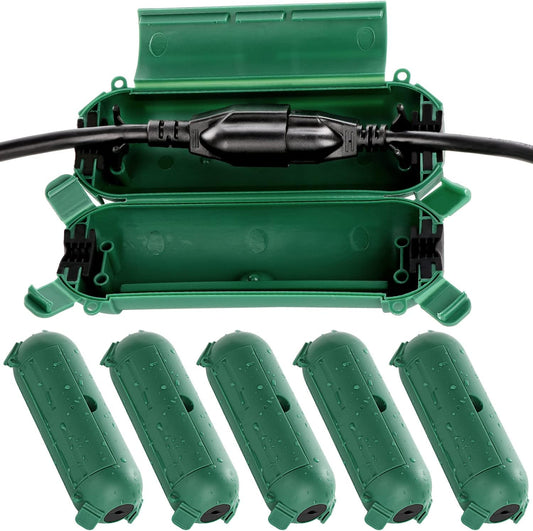 Flemoon [6 Pack] Outdoor Extension Cord Safety Cover with Waterproof Seal, Weatherproof Electrical Connection Box to Protect Outdoor Outlet, Plug, Socket, Christmas Holiday Decoration Light, Green