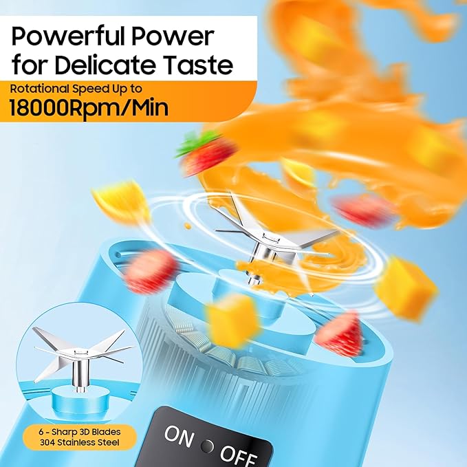 Cordless Personal Size Portable Blender - Blender Make Smoothies & Shakes, 12 Oz BAP Free Traveling Cup, Quickly Squeezed in Office/Picnic/Sprots