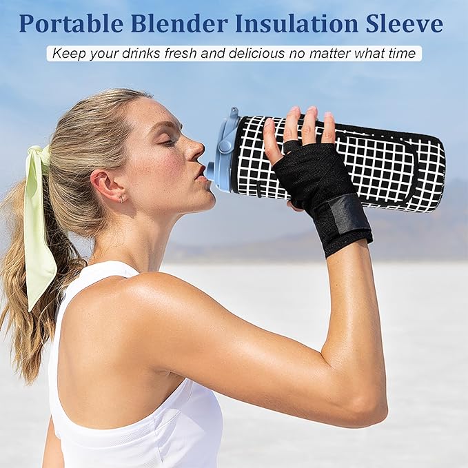 Storage Sleeve Bag for Ninja Blast Portable Blender with Shoulder Strap and Pocket Compatible with Ninja BC151NV/BC51NV/BC151BK/BC151CR/BC151EM/BC151PR/BC151WH Blast Portable Blender (black checkered)