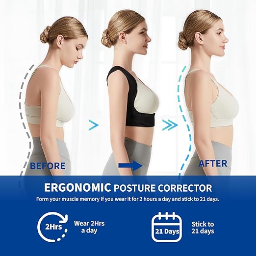 Posture Corrector for Back Support: Adjustable Shoulder Posture Brace for Men and Women (Small/Medium)