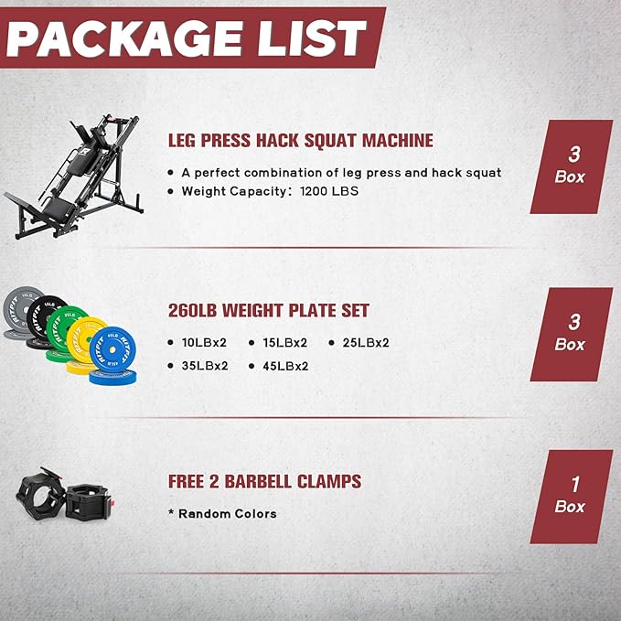 RitFit Adjustable Leg Press and Hack Squat Machine with Weight Plate Set, Professional Home Gym Equipment with Linear Bearings, Specialized for Complete Lower Body Workouts and Weight Storage Posts