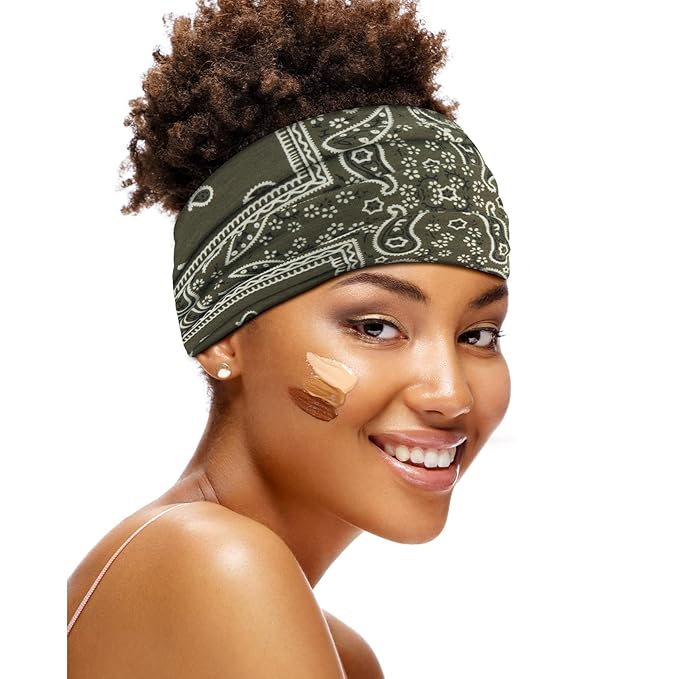 S&N Remille Wide Headbands for Women, Large Hairband, Elastic Non-Slip Headband Twist Knotted Accessories, Yoga Workout Vintage Hair 3 Pack (Colour-11)