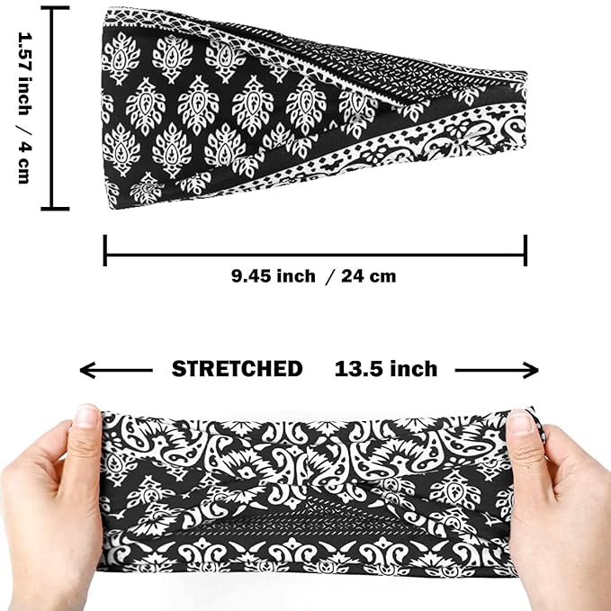 IVARYSS Headbands for Women, Non-Slip, Premium Stretchy Head Bands Hair Accessories,Wear for Yoga, Fashion, Working Out, Travel or Running, 6 Pack, Boho