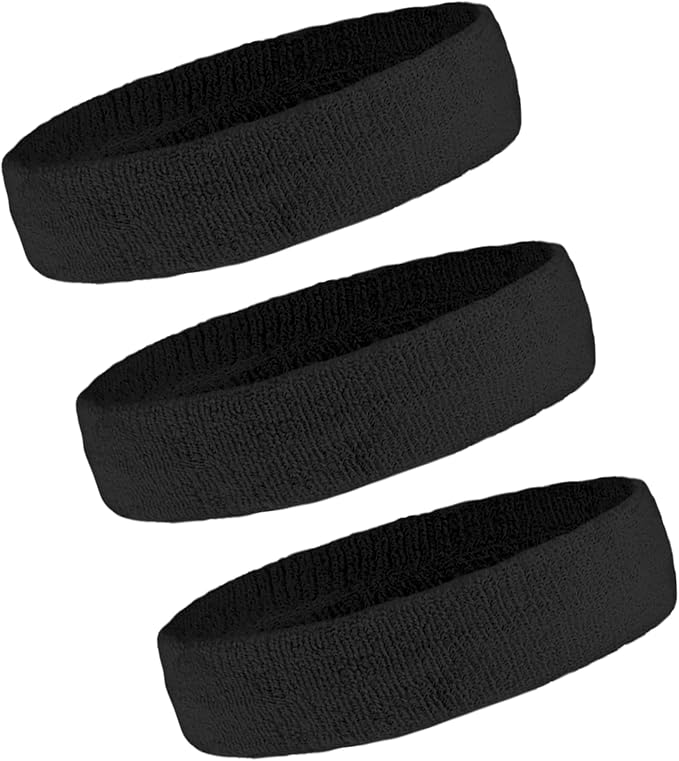 OutdoorEssentials Sweatbands & Wristbands - Wrist Sweat Bands Headbands for Men & Women - Multipack Terry Cloth Headbands or Wrist Bands for Working Out, Tennis, Basketball, Football, Gymnastics