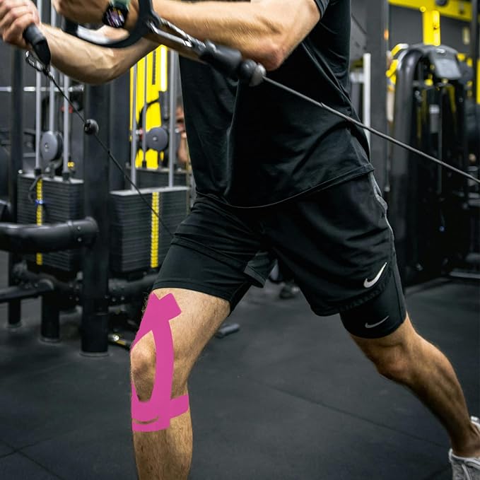 Kinesiology Tape for Knees, 12 Count Pre-Cut Waterproof Knee Tape for Knee Pain Relief Pre Cut, Original Cotton Athletic Tape, Durable Knee Tape for Sports and Long-Lasting Support (Black)