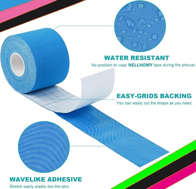 Kinesiology Tape Uncut -4 Pack,2 in x 66 ft | Waterproof Athletic Tape for Support Muscle Joint Knees, Sports| Pure Cotton Elastic Sports & Hypoallergenic Weightlifting K Tape Joints Pain Relief