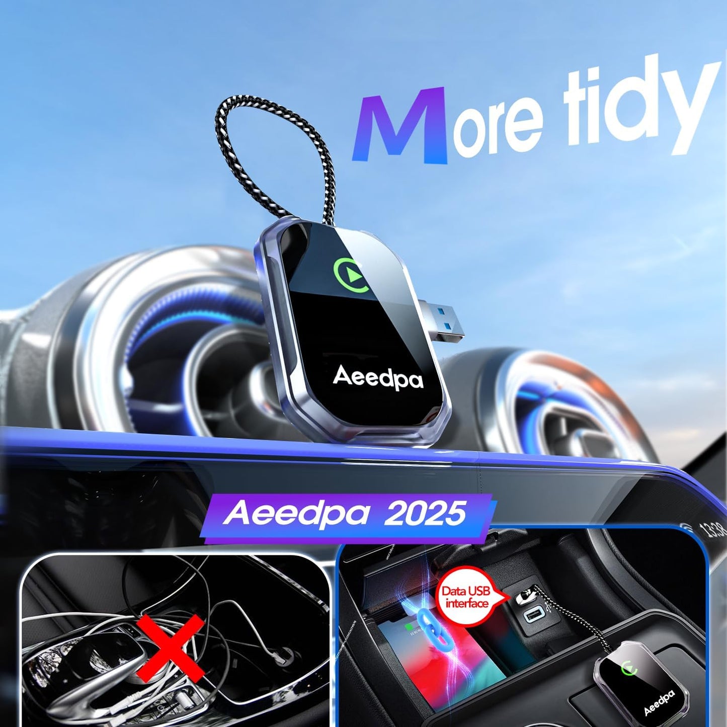 Mini Wireless CarPlay Adapter for iPhone - Convert Wired to Wireless | Bluetooth 5.3 | Plug & Play | iOS 10+ Car Systems 2015+ (for Factory CarPlay)