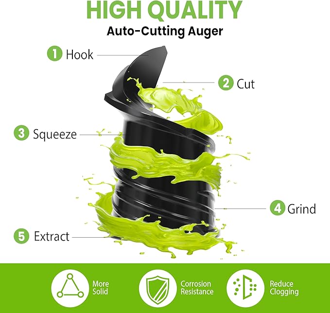 Cold Press Juicer, 6.5" Extra Large Feed Chute Juicer Machines, 350W Slow Masticating Juicer Machines with High Juice Yield for Whole Vegetables & Fruits, BPA Free, Black, Easy to Clean