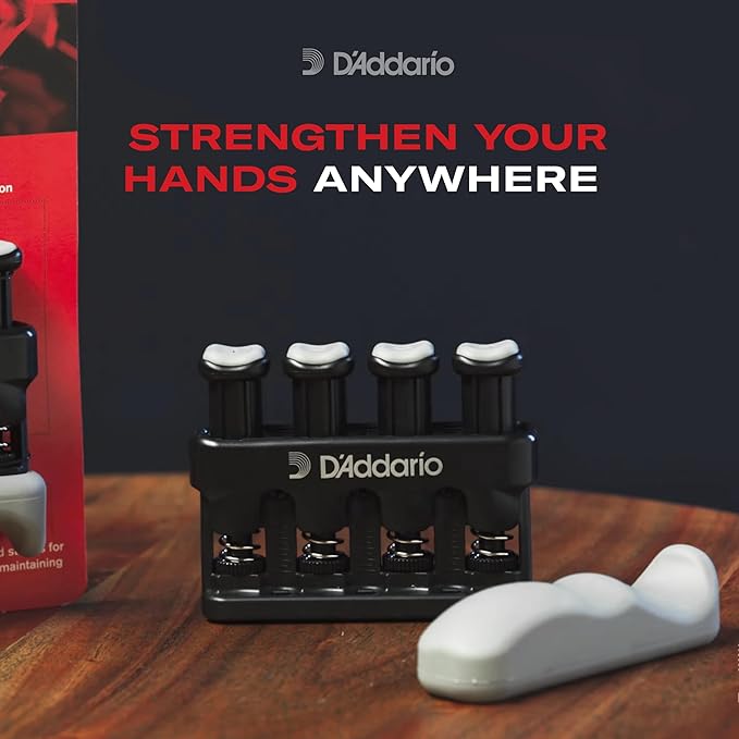 D’Addario Varigrip Hand Exerciser–Improve Dexterity and Strength in Fingers, Hands, Forearms- Adjust Tension Per Finger– Simulated Strings Help Develop Calluses- Comfortable Conditioning