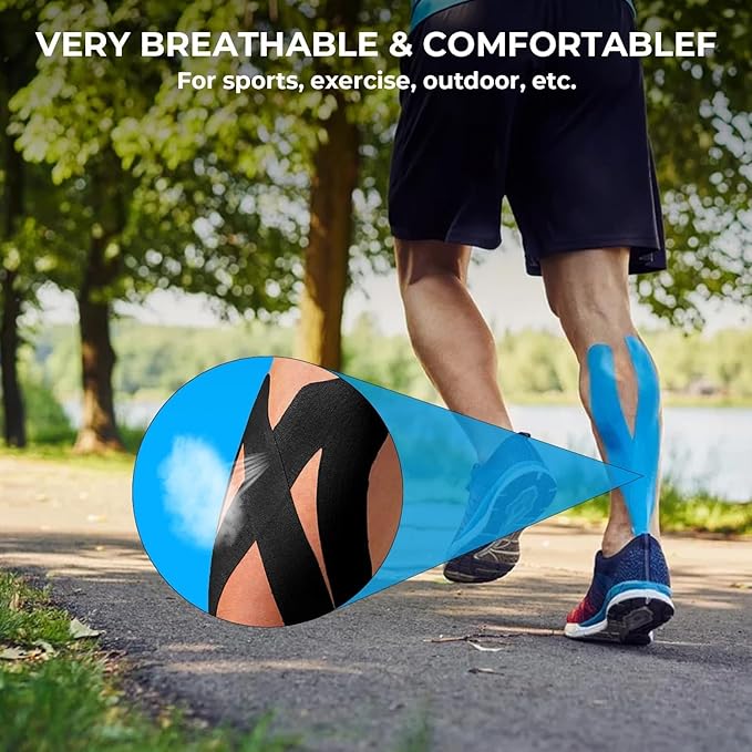 3 Rolls Kinesiology Tape,16ft Waterproof and Hypoallergenic Kinesiology Tape for Muscle Pain Relief,Joint Support and Tennis Football Sports Activities Tapes,Free-Cutting Elastic Athletic Tape