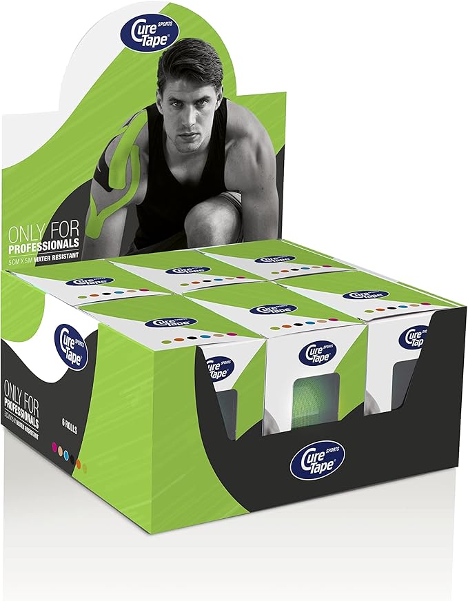 CureTape Sports | Kinesiology Tape for Muscle & Joint Pain | Elastic Therapeutic Tape | Waterproof Athletic Tape | Medical K Tape | 30% Stronger Adhesion | Lime | 2inx16ft | (Pack of 1)