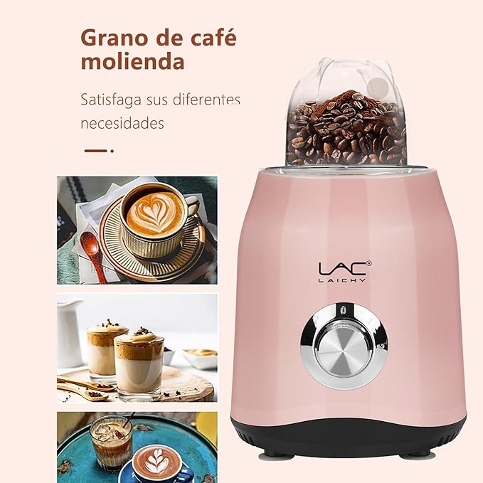 Blender for Smoothies,Personal Blender and Grinder Combo for Kitchen with a 54oz Portable Smoothie Cups,Shakes,Juices,Frozen Drinks and a 12oz Coffee Cup with Seal Cover for Coffee Beans(Pink)