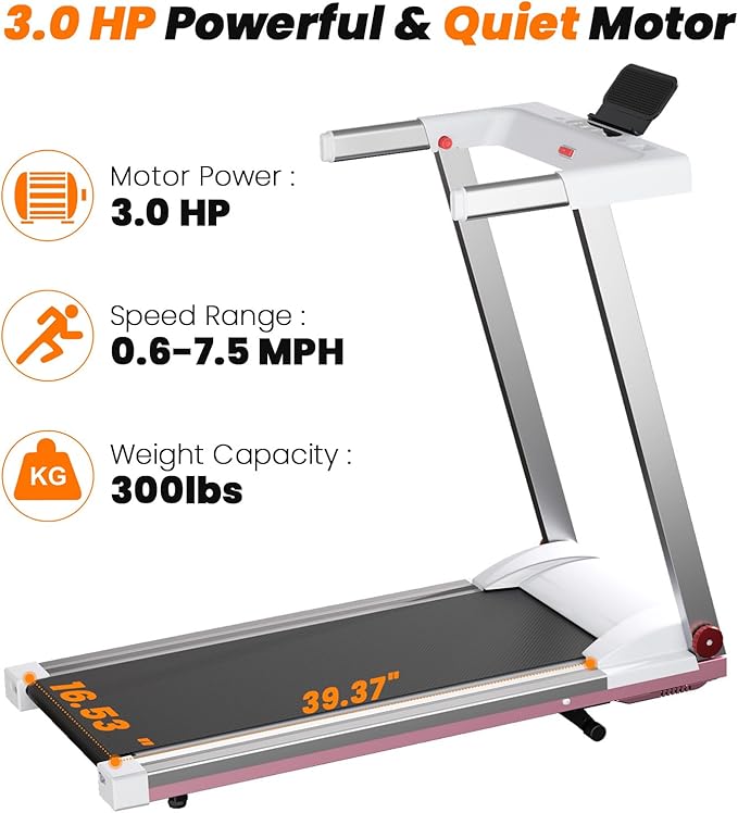 Treadmills for Home, 4-in-1 Foldable Treadmill with Incline, 300 LBS Capacity Running Treadmills for Home Small Spaces with Handles, 3.0 HP Folding Treadmill with Smart APP