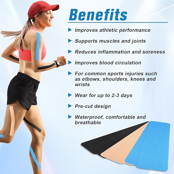 Waterproof Breathable Athletic Elastic Sports & Weightlifting Tape, Injury Recovery-Muscle Strain Relief & Joint Support(3 Colors Mixed) (I-Shaped)