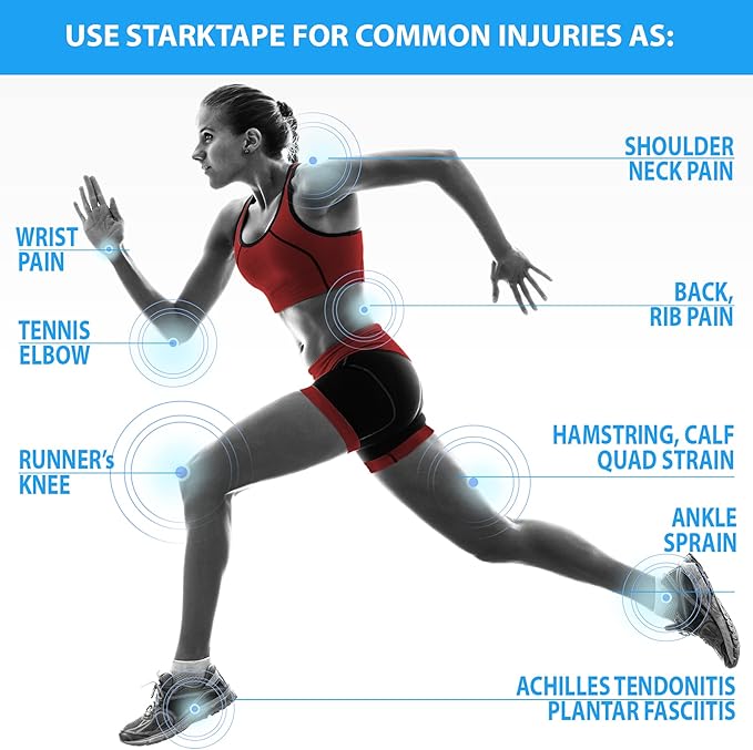 Kinesiology Tape Extra Wide 4" x 16.4' Roll - Supports Athletic Performance for Large Muscle Groups, Easy to Apply, Stays in Place for Days, Latex-Free, Waterproof