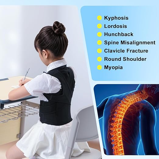 Back Brace Posture Corrector for Kids, Adjustable Full Back Support, for Upper and Lower Back Pain Relief, Scoliosis, Dowagers Hump, Hunchback, Thoracic, Spine Corrector (XX-Large, Waist: 28''-33'')