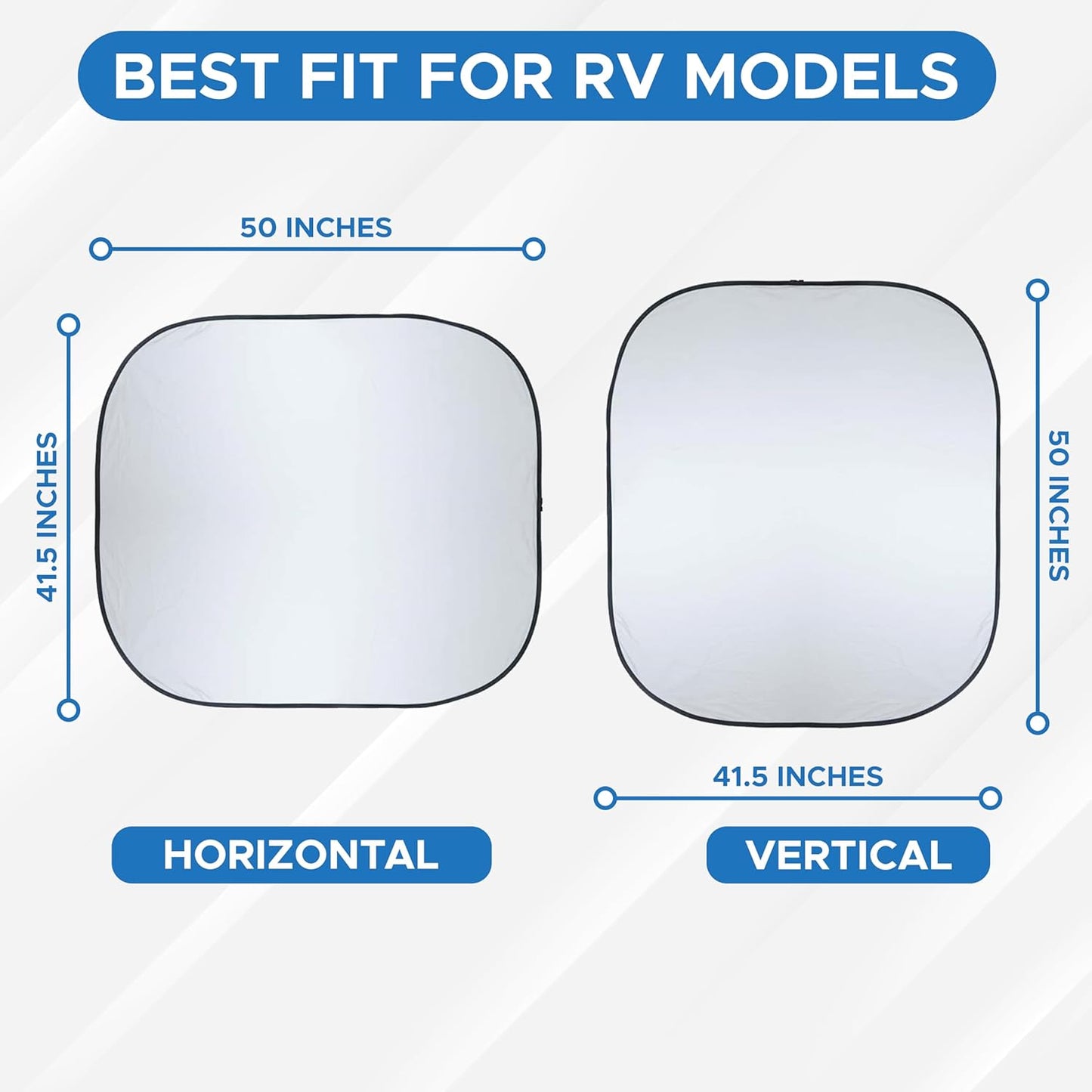 2-Piece RV Windshield Sunshade | Reflective 240T Polyester Front Windshield Shade | Foldable Front RVs, Large Bus, Large Side Window Sun Shade | XXL (41.5" x 50")