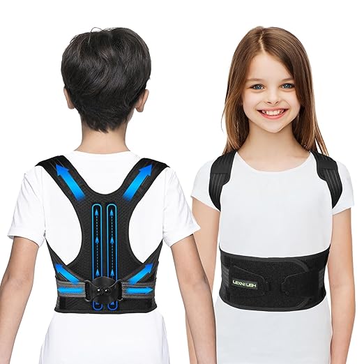 Lexniush Posture Corrector for Kids Teenagers, Updated Adjustable Upper Back Posture Brace for Boys/Girls, Breathable Back Support Braces for Scoliosis, Hunchback, Pain Relief, Spine Corrector, S