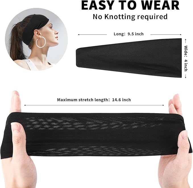 Sports Headbands for Women, Moisture Wicking Workout Headband, Stylish Comfortable and Stretchy Non Slip Headband, Sports, Yoga, Running Essentials for Women, Sweat Absorption and Quick Drying