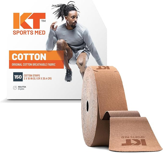 KT Tape, Original Cotton, Elastic Kinesiology Athletic Tape, 150 Precut 10” Strips