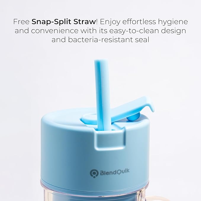 Personal Portable Blender For Shakes & Smoothies, Leakproof & Stylish Portable Mason Jar Shaker, Rechargeable Mini Blender with 10-Blade Blending System 14oz, Sky Blue