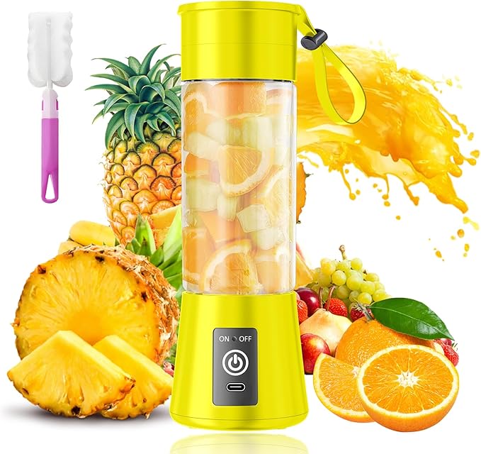 Portable Personal Size Mini Blender - 2025 Upgraded Cordless Blender for Smoothies & Shakes, Type-C Rechargeable, 380Ml Traveling BAP Free Juicer Cup for Sports/Travel/Home, 20000Rpm/Min Speed