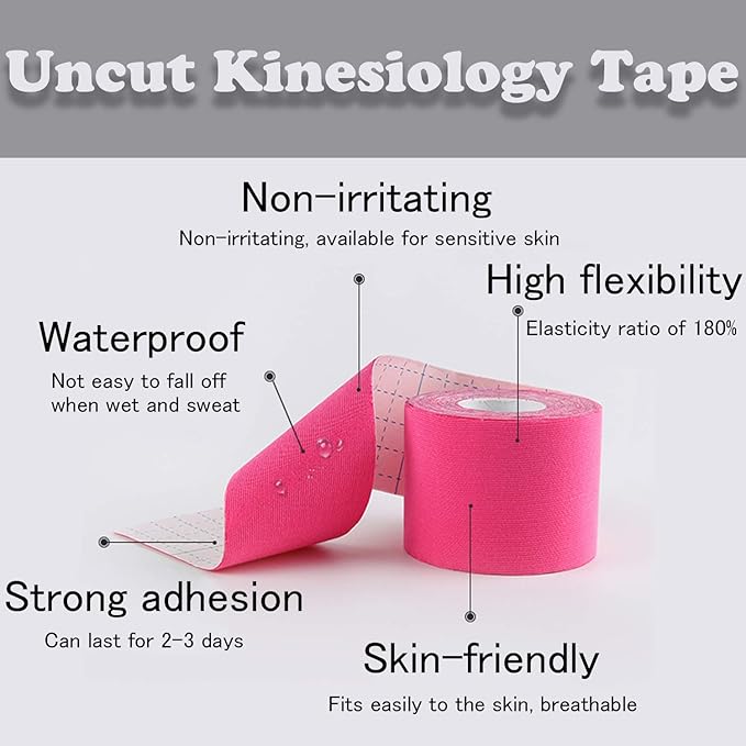 Upgraded Kinesiology Tape 2inch 12 Rolls Set for Knees, Uncut 2" Waterproof Muscle Tape Hypoallergenic Athletic Tape Sports Tape for Knee Shoulder Muscle Pain (4X Beige, 4X Black, 4X Blue)