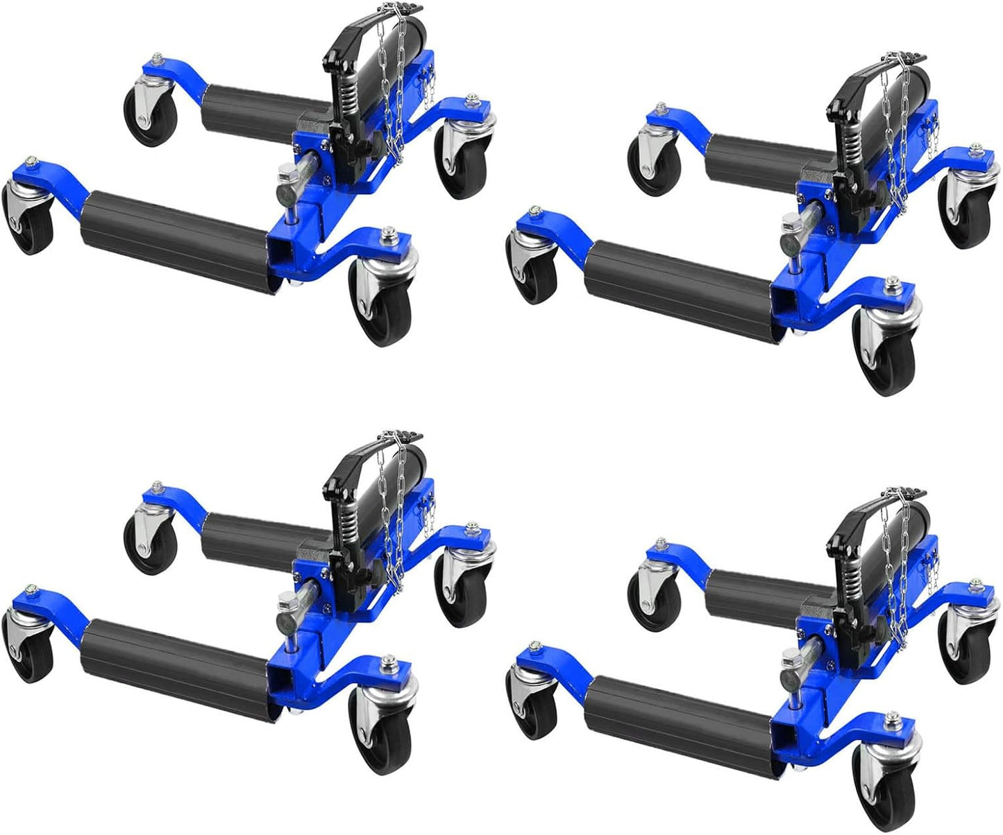 4 Pcs Car Wheel Dolly, 1500LBS Capacity Trailer Dolly with Hydraulic Tire Jack for Vehicle Positioning for Truck RV Trailer, Blue