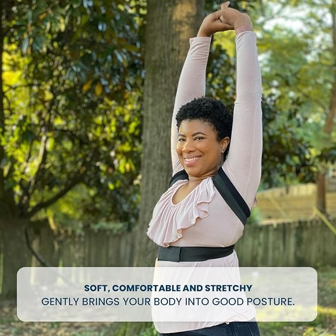 Berlin & Daughter Posture Corrector - Fully Adjustable Breathable Clavicle Chest Back Support Brace for Improves Posture & Provide Lumbar Support Back Pain Relief - Perfect for Men & Women - Medium