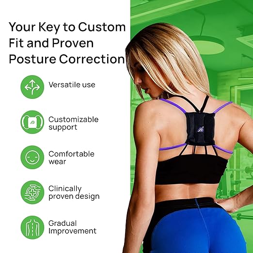PRIMEKINETIX PostureMedic Dynamic Posture Brace for Neck,Upper and Lower Back Support -For Enhanced Shoulder Alignment &Posture Improvement-SML(Purple)