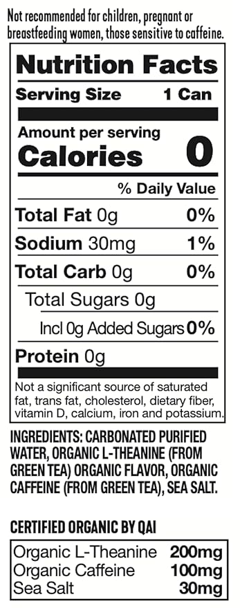 ARDOR ENERGY Sparkling Water with 100mg Natural Caffeine & 200mg L-Theanine from Organic Green Tea for Smooth Energy & Focus | Healthy Energy Drink | No Sugar, Zero Calories, Vegan, Gluten-Free | White Peach (Pack of 12, 12oz cans)