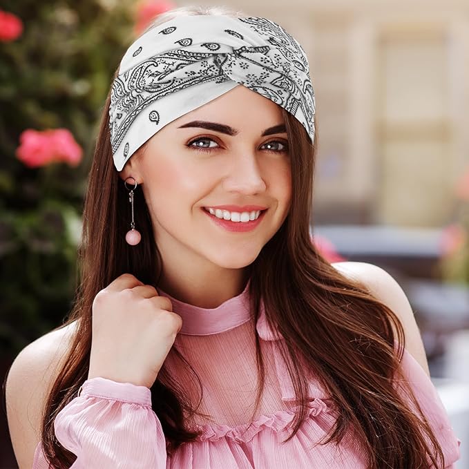 S&N Remille Wide Headbands for Women, Large Hairband, Elastic Non-Slip Headband Twist Knotted Accessories, Yoga Workout Vintage Hair 3 Pack (Colour-11)