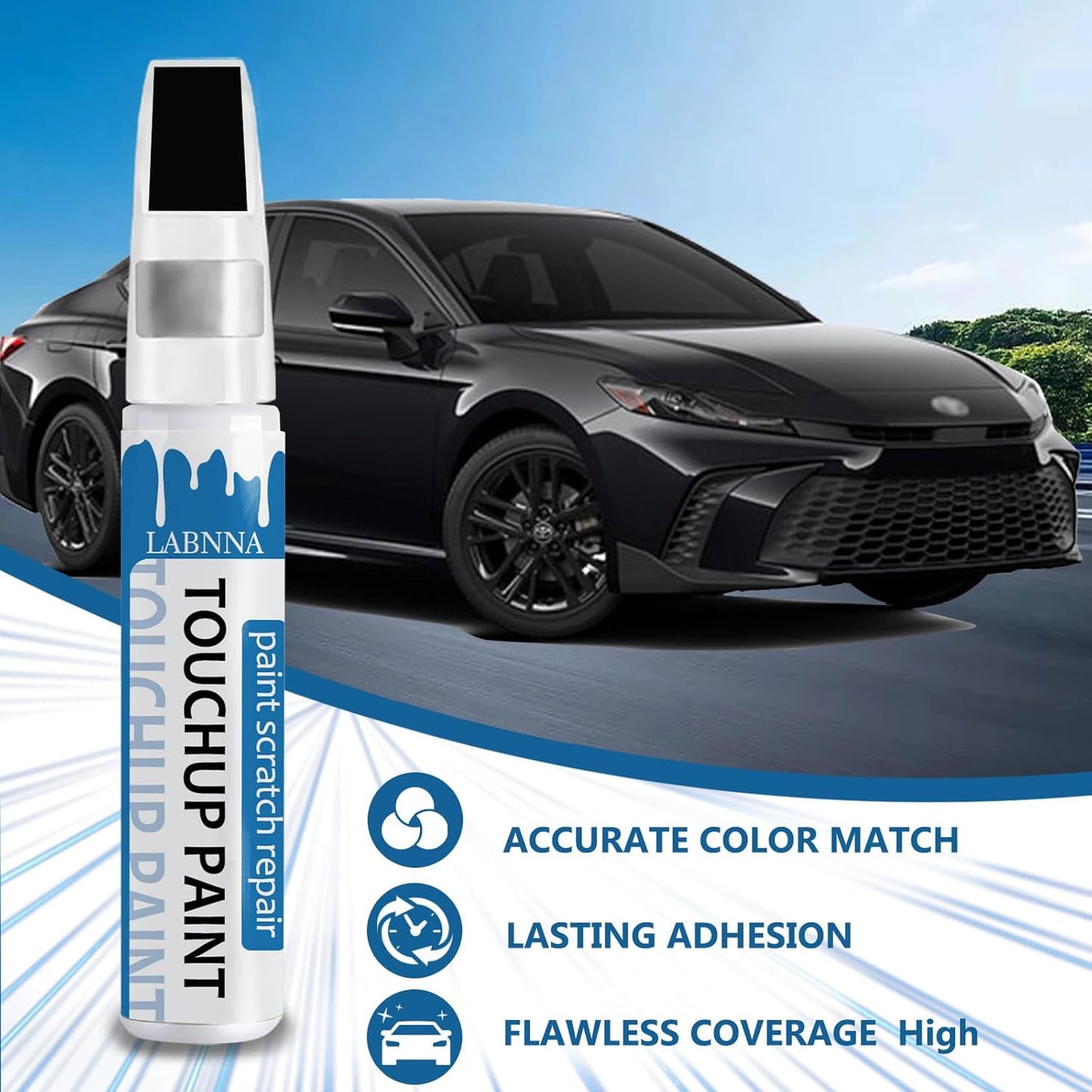 Ebony Black(EB) Touch Up Paint for Kia-Exact Match 2 in 1 touchup Paint Pen for Chips and Nicks Repair Car Paint Scratch Repair Kit