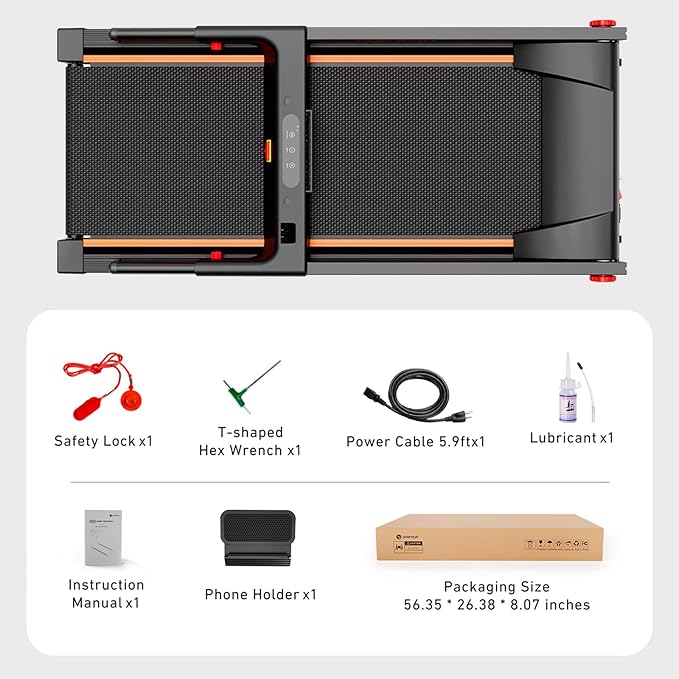 DeerRun Treadmills for Home with Incline and Handles, 3.5 HP Foldable Treadmill 350 LBS Weight Capacity for Small Spaces, Folding Running Machine with Smart APP