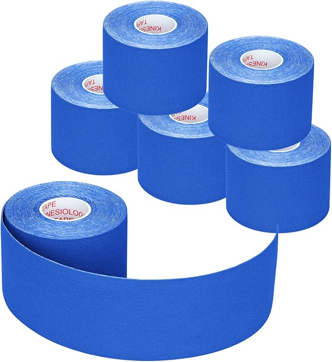 Kinesiology Tape Athletic Tape Sport Tape, Lychee Supports & Protects Muscles, Waterproof and Latex Free, Breathable Elastic for Sport Activity, No Precut (Dark Blue, 6 Rolls)