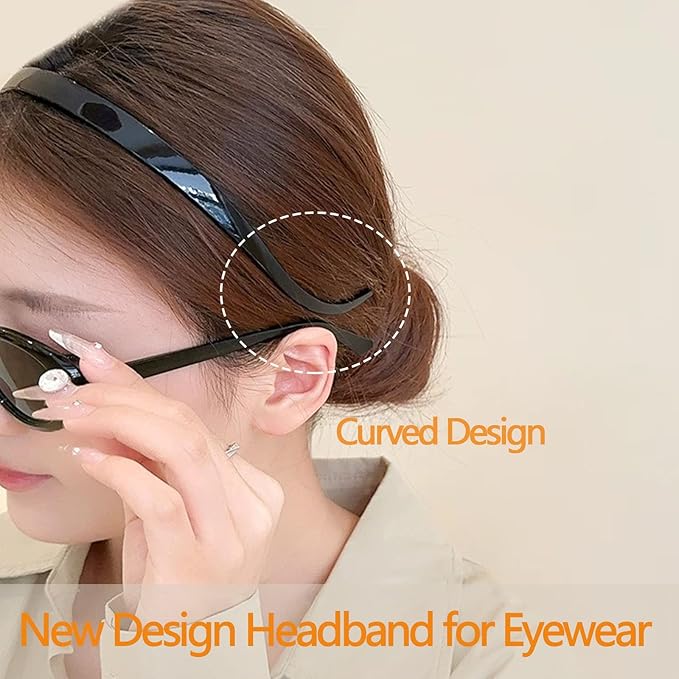 3 Pack Plastic Plain Headbands for Women, Headband Designed for Eyewear, Fashion Skinny Headbands-Bright Surfac