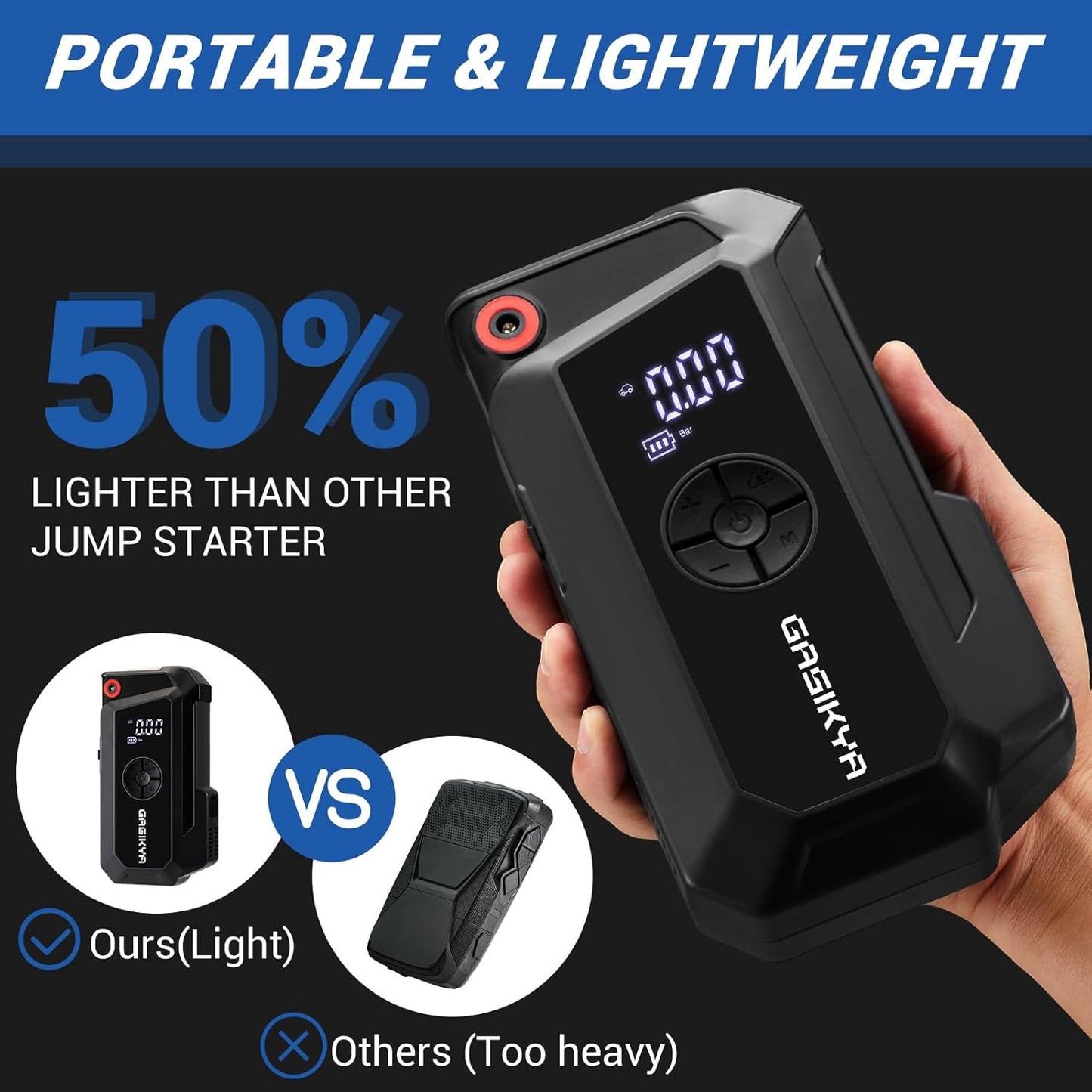 TM16K2 Car Jump Starter 8000A Jump Starter Battery Pack for Up to 6.0L Gas and 4.0L Diesel Engines, 29.6Wh Portable 12V Jump Box with USB Ports, LCD Display, Storage Case, and LED Light
