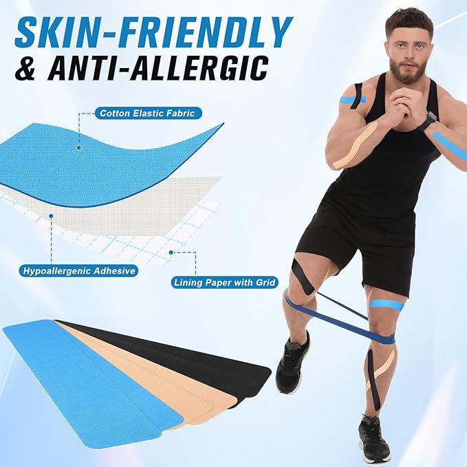 Waterproof Breathable Athletic Elastic Sports & Weightlifting Tape, Injury Recovery-Muscle Strain Relief & Joint Support(3 Colors Mixed) (I-Shaped)