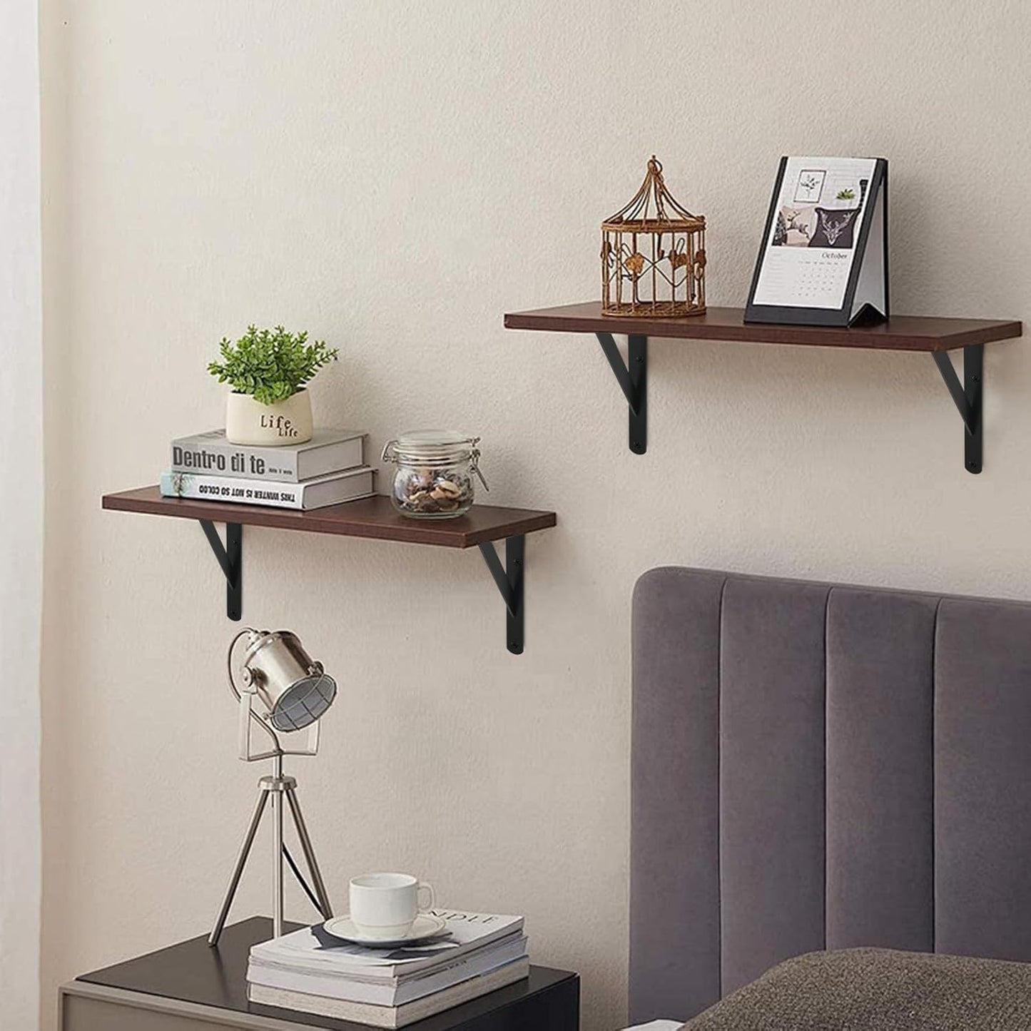 24 Pack L10 x H 8" Black Heavy Duty Shelf Brackets with Screws Metal Shelf Brackets Shelf Support Angle Brackets for Shelves L Brackets Heavy Duty Floating Shelf