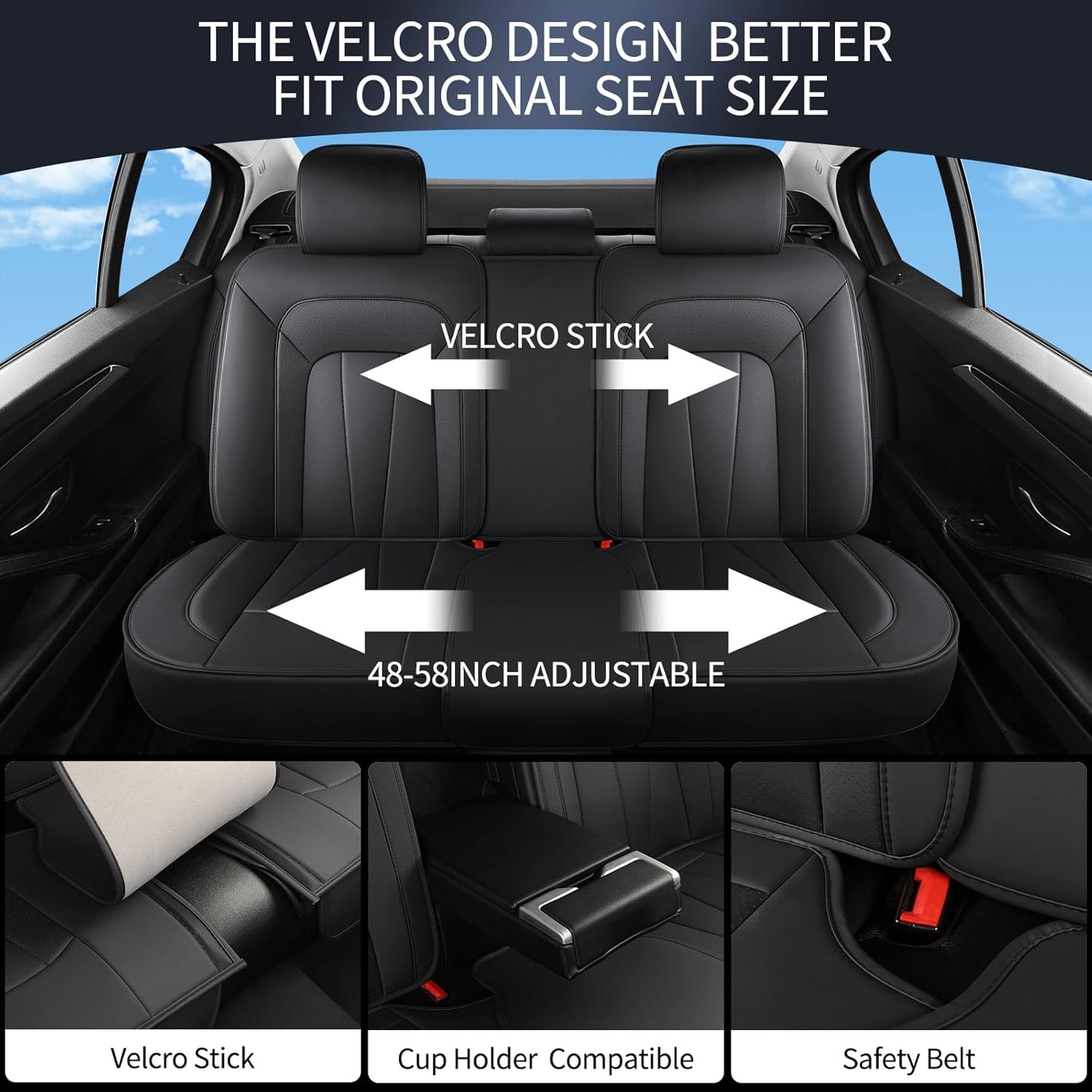 Car Seat Covers,5 Seats Automotive Seat Covers,Breathable Car Seat Protector Waterproof Leather Car Seat Covers for SUV, Sedans and Trucks，Luxury Full Wrapping Edge Seat Covers,Black