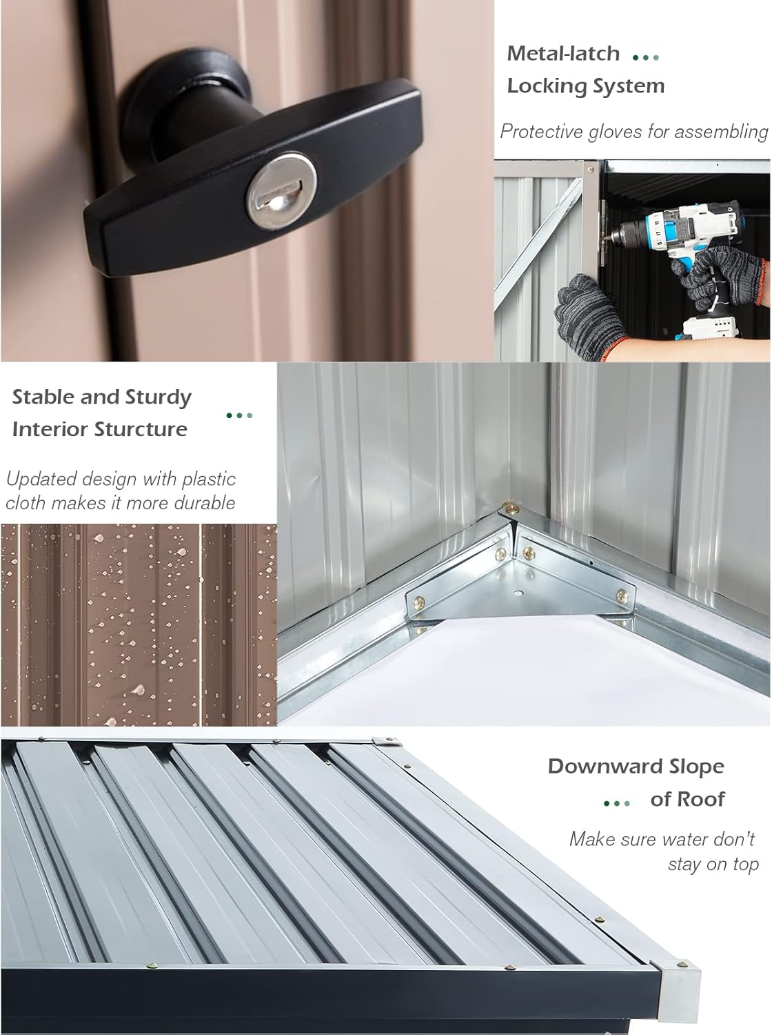 AECOJOY 7' x 7' Metal Storage Shed for Outdoor, Outdoor Storage Shed with Design of Lockable Doors, Utility and Tool Storage for Garden, Backyard, Patio, Outside use.