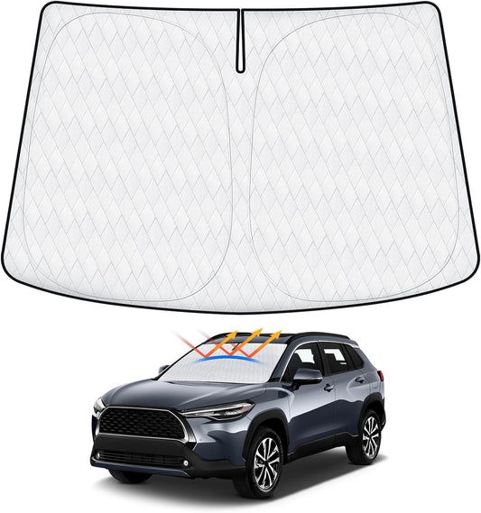 5-Layer Cartist Windshield Sun Shade Custom Fit for Toyota Corolla Cross 2022 2023 2024 2025 (Not for Corolla) Accessories Foldable Car Front Window Sunshade Sun Visor Protector