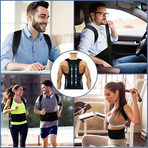 Back Brace Posture Corrector for Women and Men, Relief for Waist, Back and Shoulder Pain, Adjustable and Breathable, Improve Posture L(33"-37")