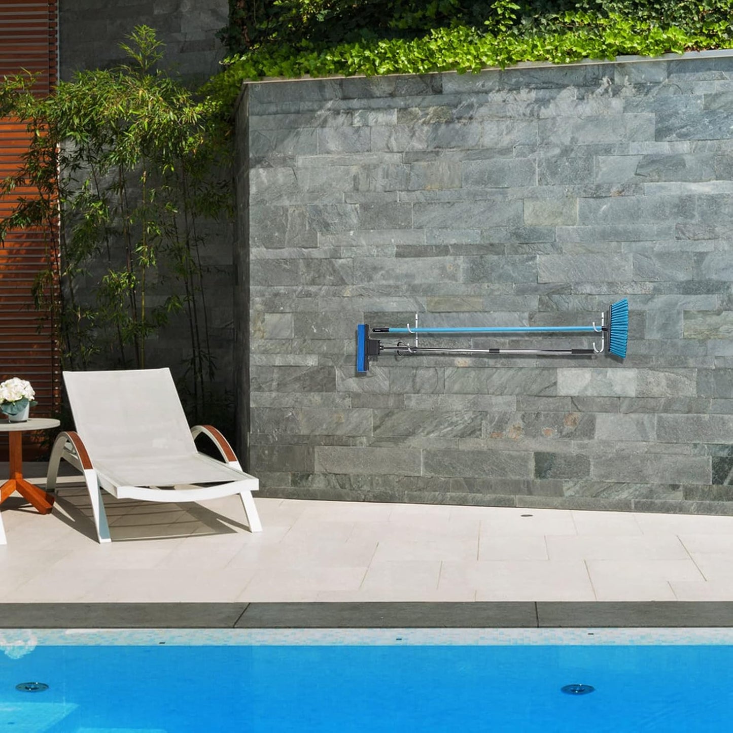 6 Pieces Pool Pole Hook Hanger Swimming Metal Brackets Pool Hook with 12 Pieces Screws for Telescopic Poles, Skimmers, Leaf Rakes, Net, Brush, Vacuum Hose, Garden and Pool Accessories (White)